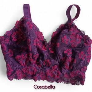 Cosabella Floral Lace Bralette in Purple and Pink